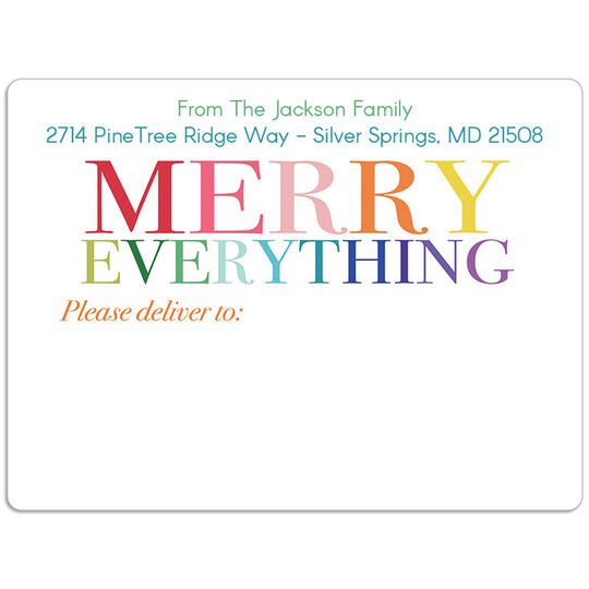 Colorful Merry Everything Shipping Labels